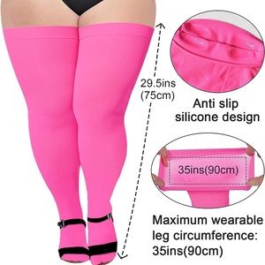 Moon Wood Plus Size Thigh Highs in Hot Pink